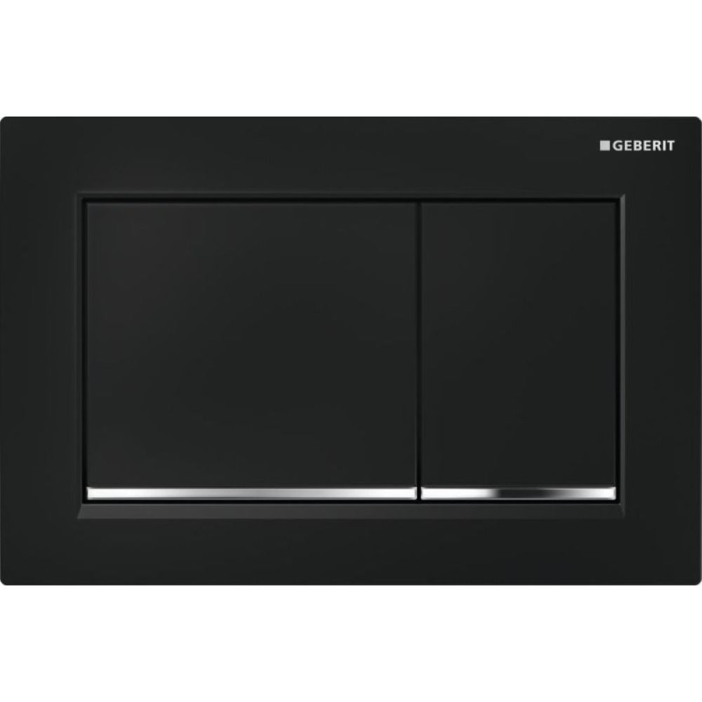 Geberit Omega 20 Square drukplaat glans zwart met chromen knoprand