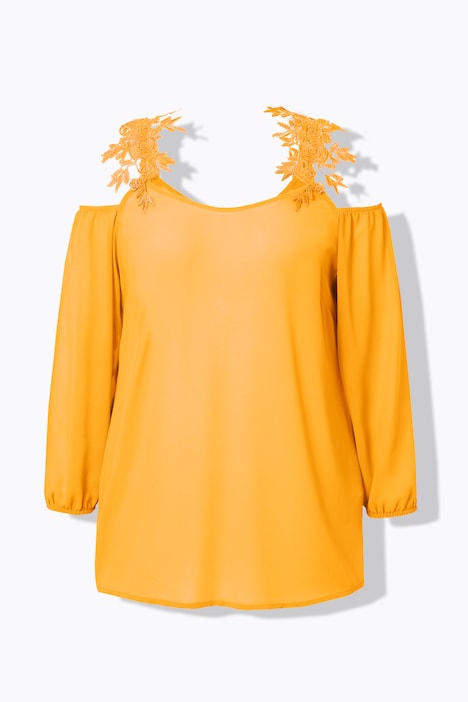 Bluse, Classic Fit, Schulter CutOut mit Spitze
