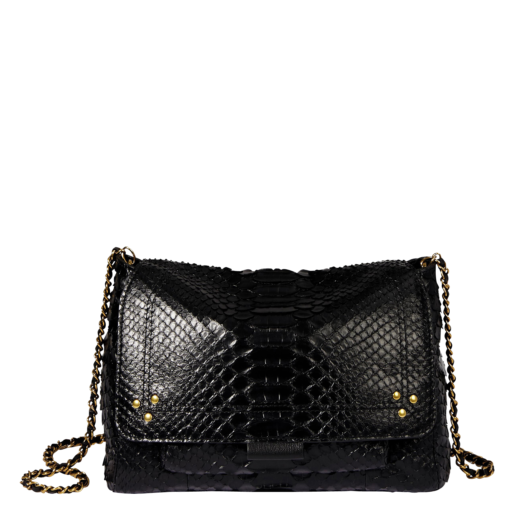 LULU M - Sac bandoulière en python et cuir | Noir