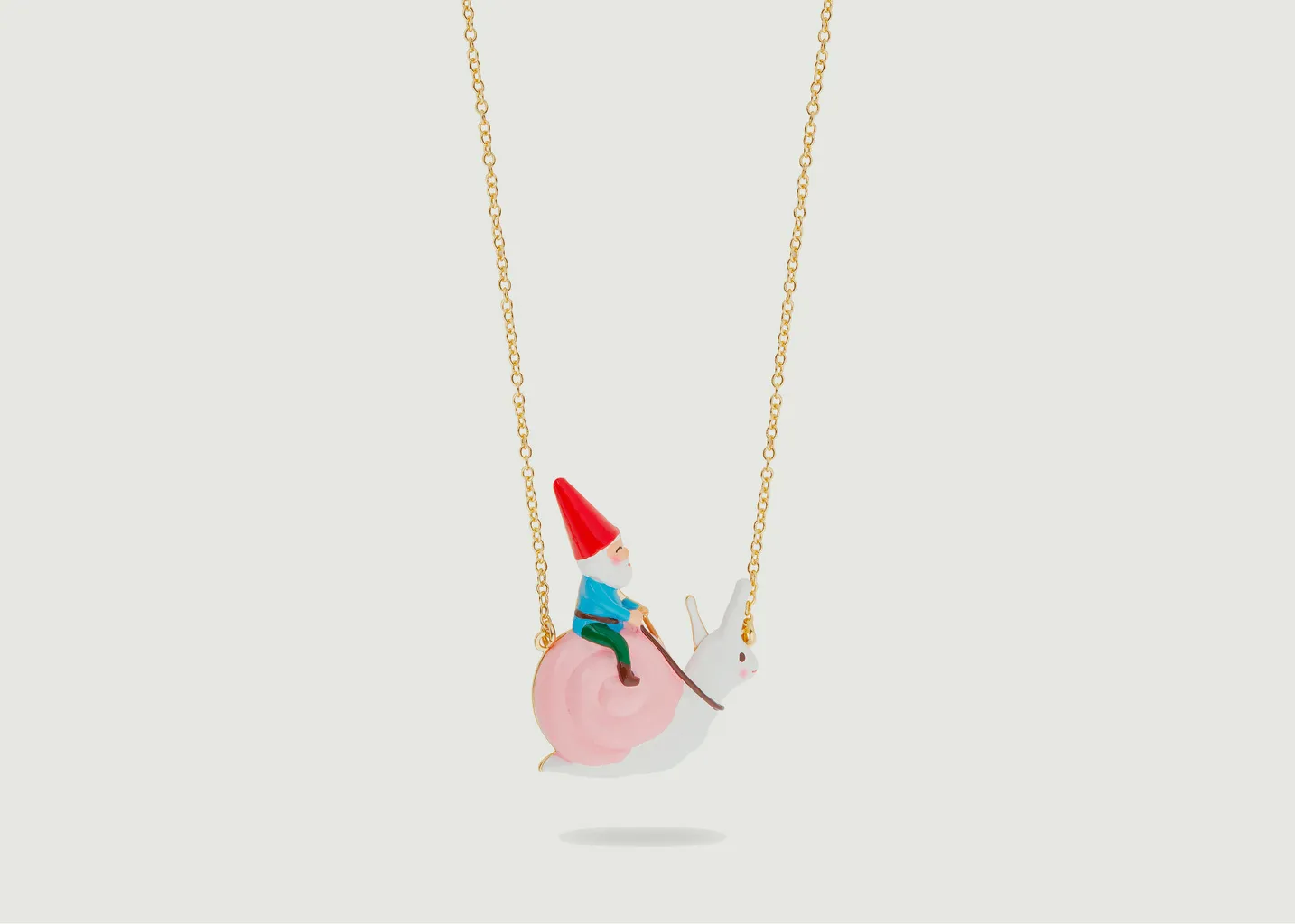 Collier chaîne avec pendentif nain de jardin Champimignon N2