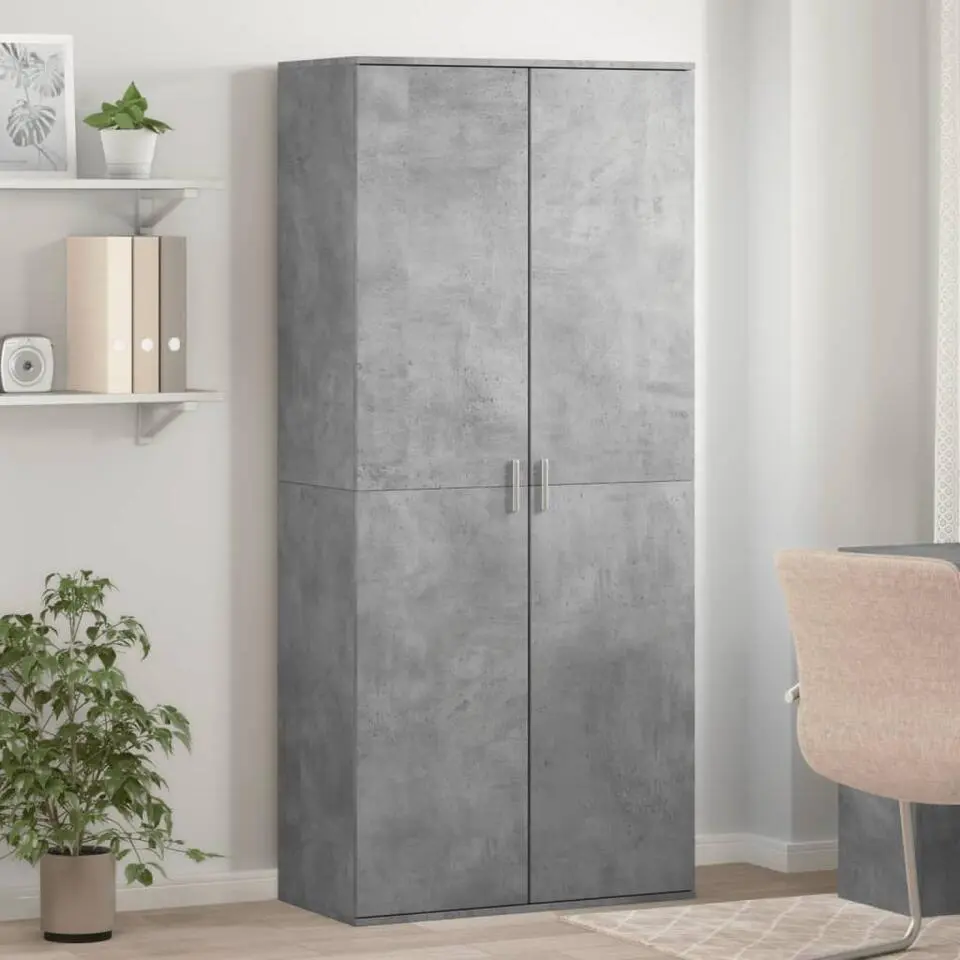 vidaXL - Hoge Schoenenkast met 7 lagen en 2 deuren - Betongrijs - 80x39x178 cm