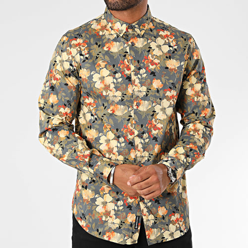 Chemise Manches Longues Casting Gris Jaune Floral