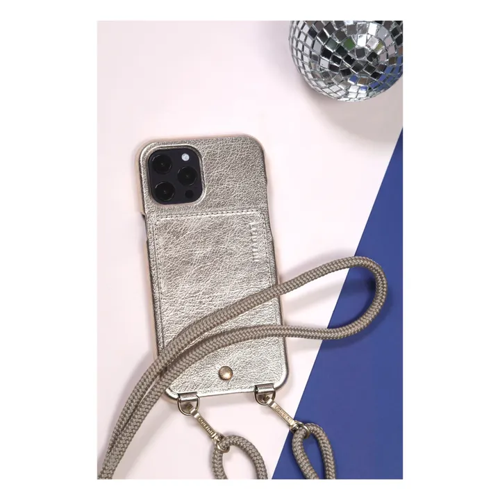 Louvini Coque iphone Lou en cuir métallisé | Doré