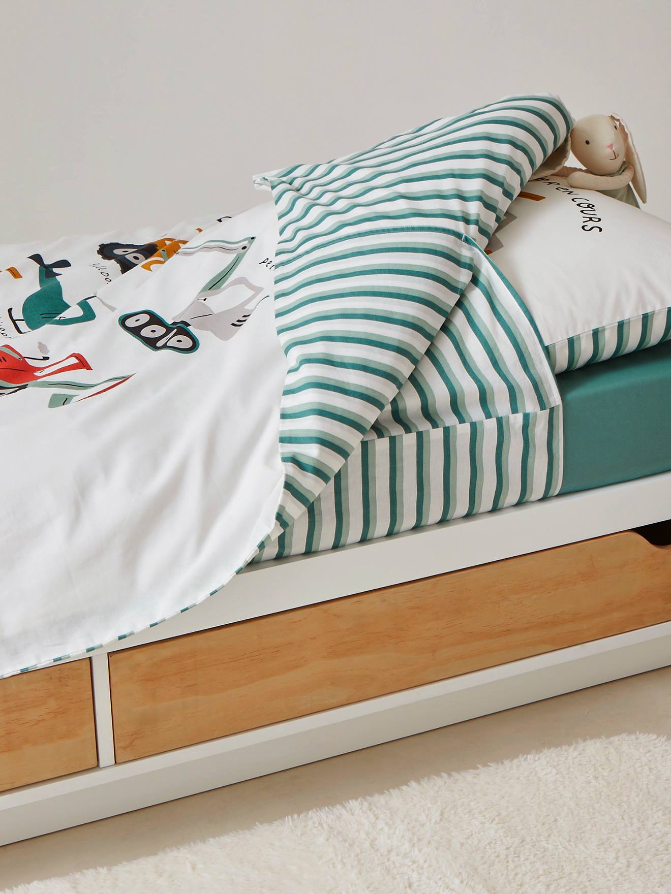 Conjunto infantil Magicouette Working Non-Stop com estampa branca