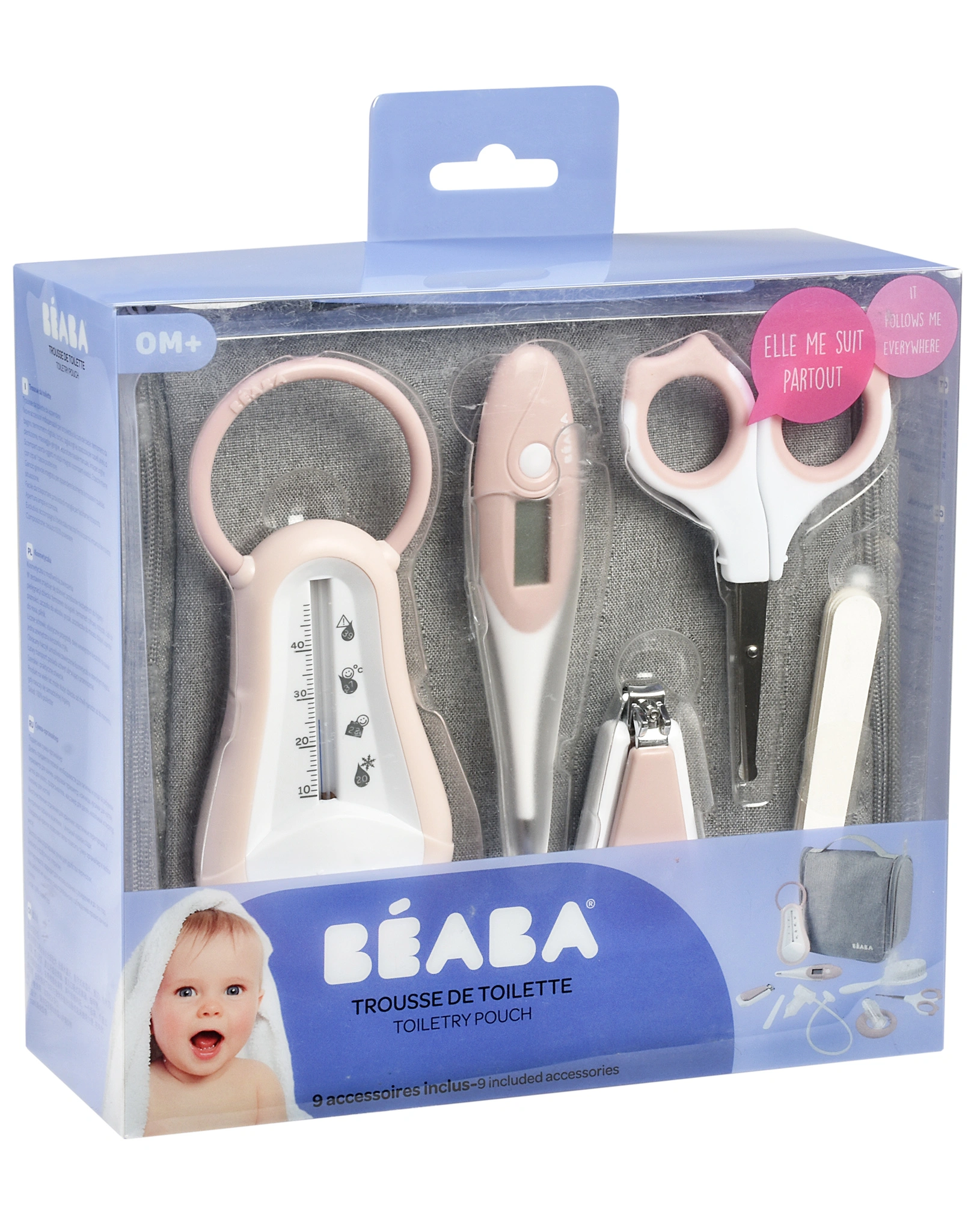 Kulturbeutel BABY CARE zum Aufhängen 9-teilig in old pink