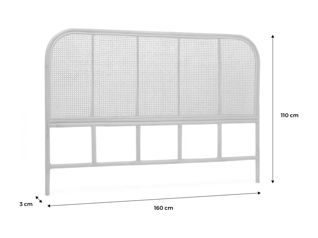 Tête de lit en rotin naturel et cannage. L 160 x P3 x H110cm
