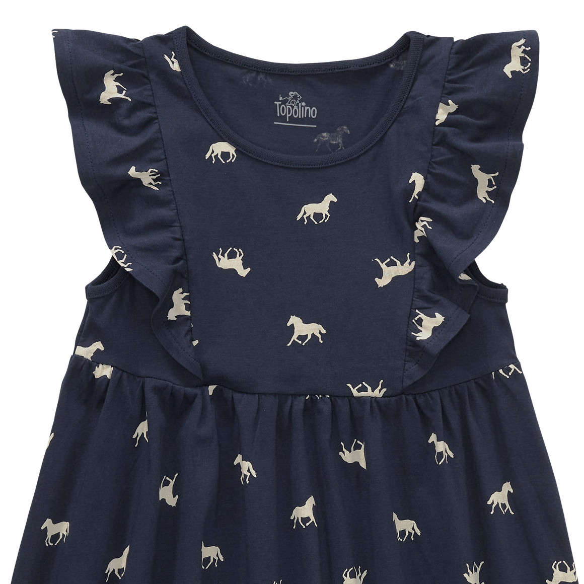 Topolino Mädchen Kleid mit Pferde-Allover dunkelblau
