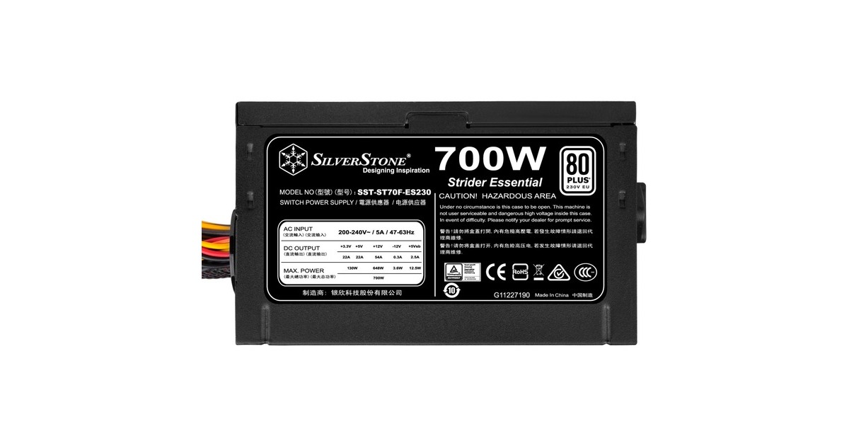 SilverStoneStrider Essential ST70F-ES230 700 watt voeding   (Zwart, 4x PCIe)