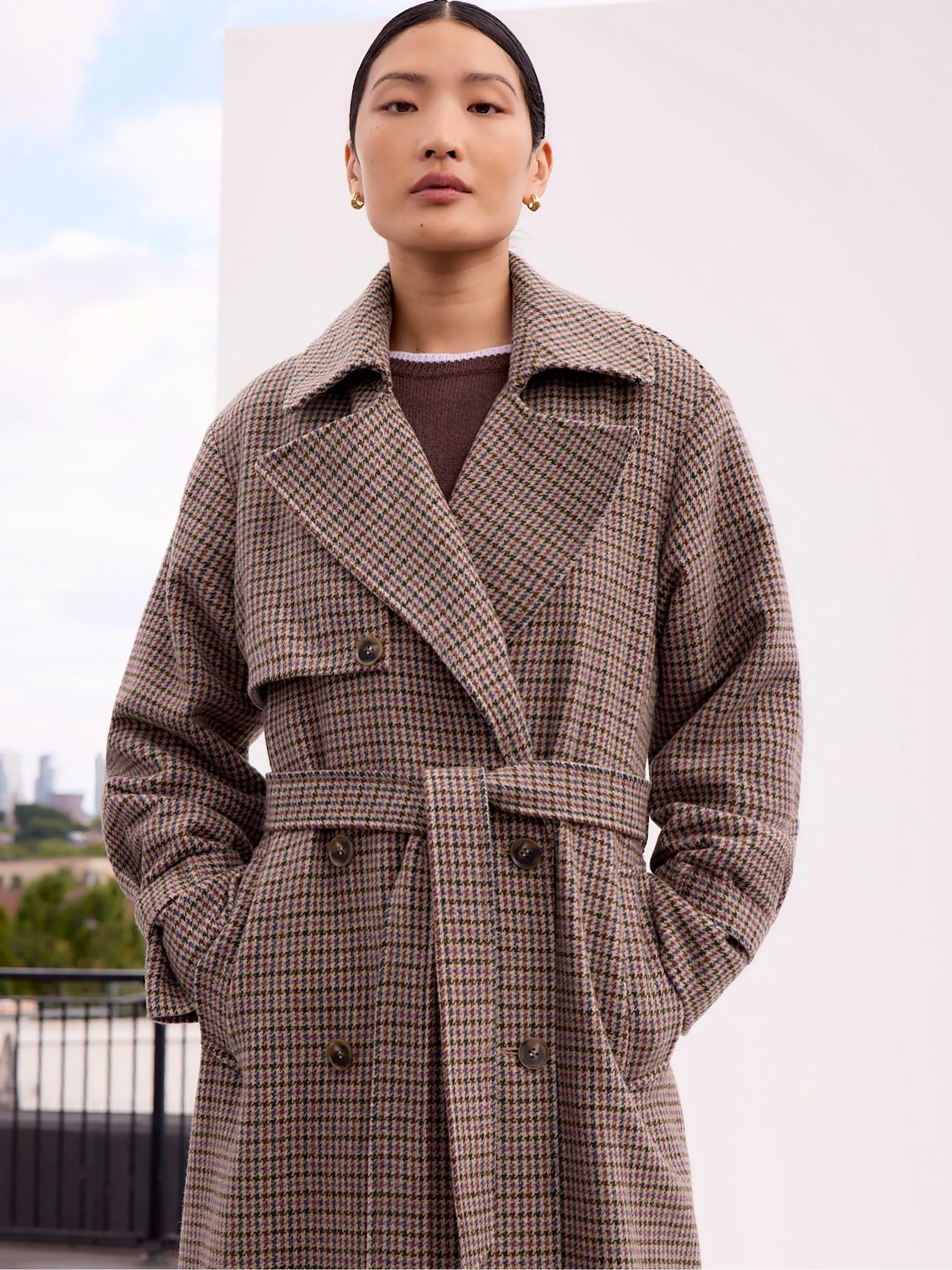 Ro&Zo Check Trench Belted Coat