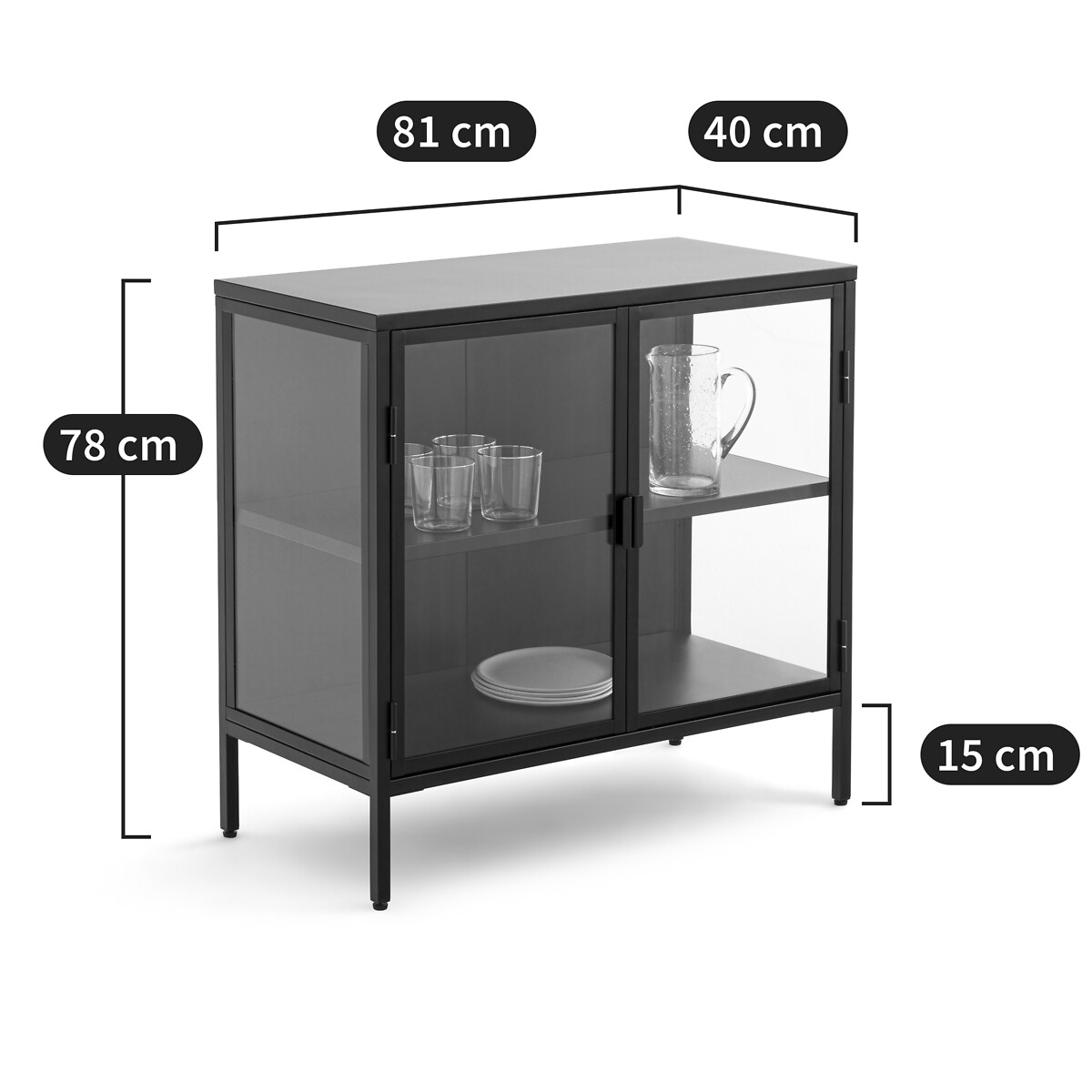 LA REDOUTE INTERIEURS<br>Vitrine, 2 portas, metal de aço, Harlem