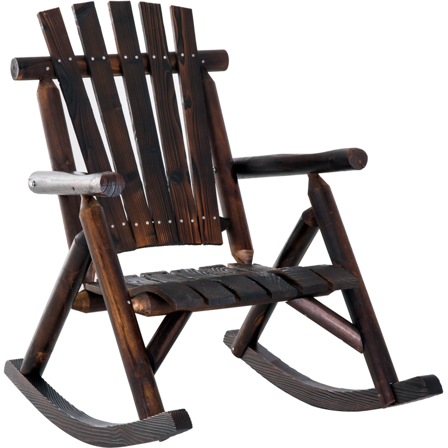Outsunny Schaukelstuhl mit Armlehne dunkelbraun