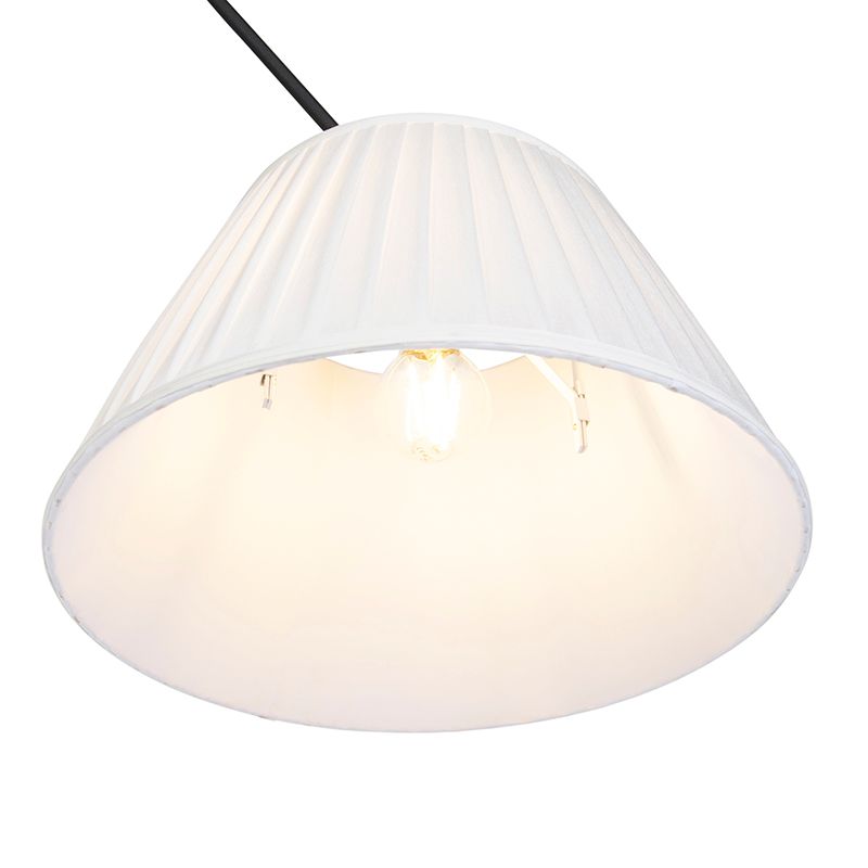 Hanglamp zwart met plisse kap 35cm crème - Blitz