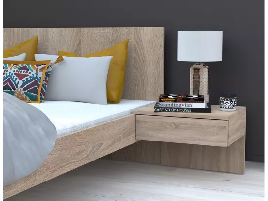 Lit avec chevets 140 x 190 cm - Coloris : Naturel - MARVELLOUS