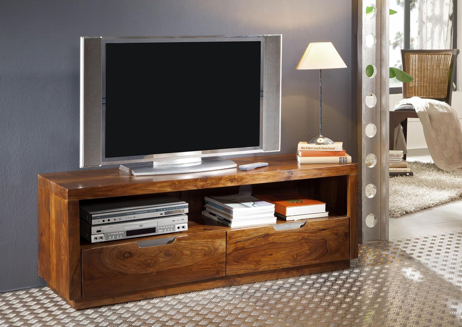 Sheesham massiv Holz Möbel lackiert TV-Board Palisander massiv Möbel Massivholz walnuss Duke #122