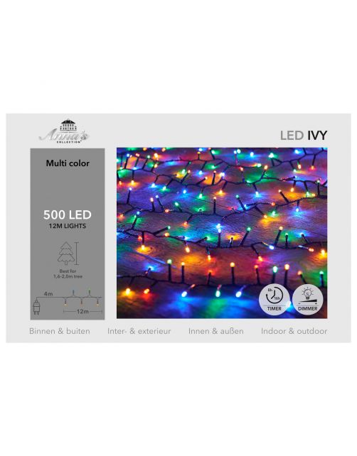 Anna's Collection Cluster Ivy Led - Kerstverlichting - 12 m Multi-Color 500 led 4m Aanloopsnoer