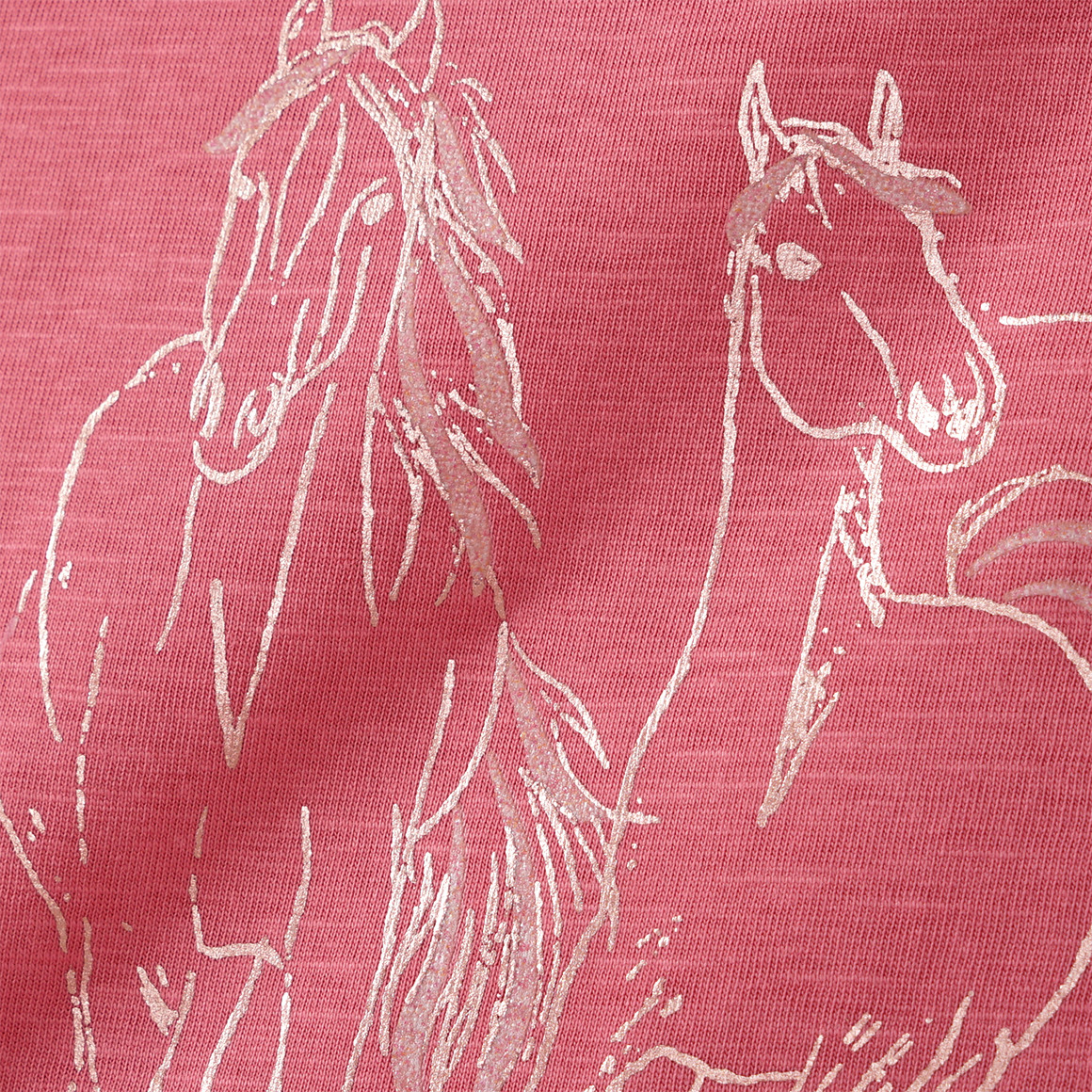 Yigga Mädchen T-Shirt mit Pferde-Print dunkelrosa