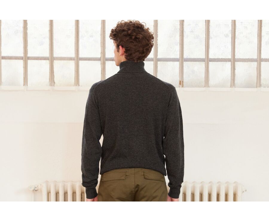 Pull col roulé homme laine Gris Anthracite Chiné - EMERIC