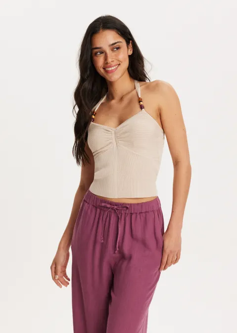 Gebreid singlet met kraaltjes zand (ZND.L)