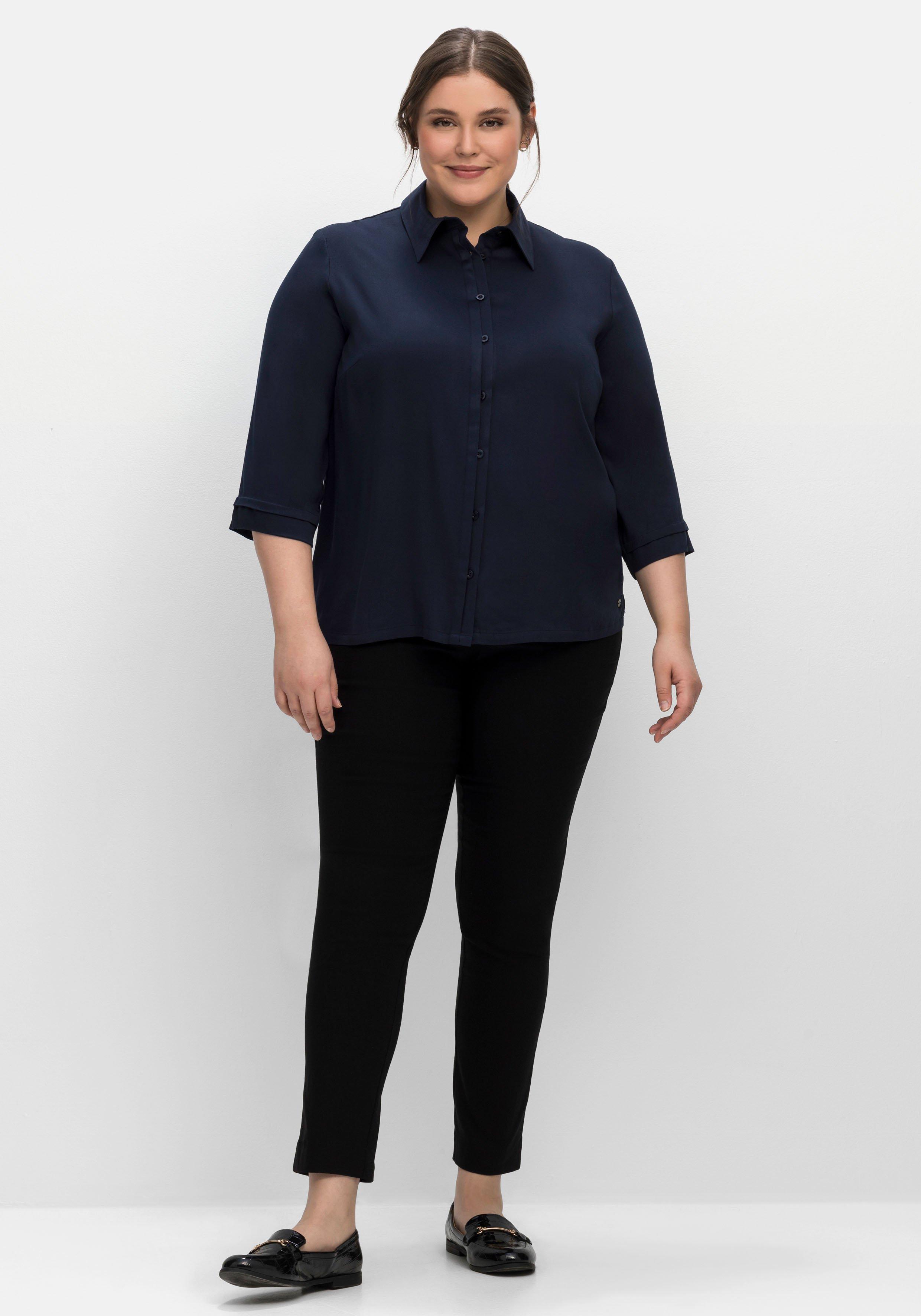 Hemdbluse in Satinoptik, mit 3/4-Arm