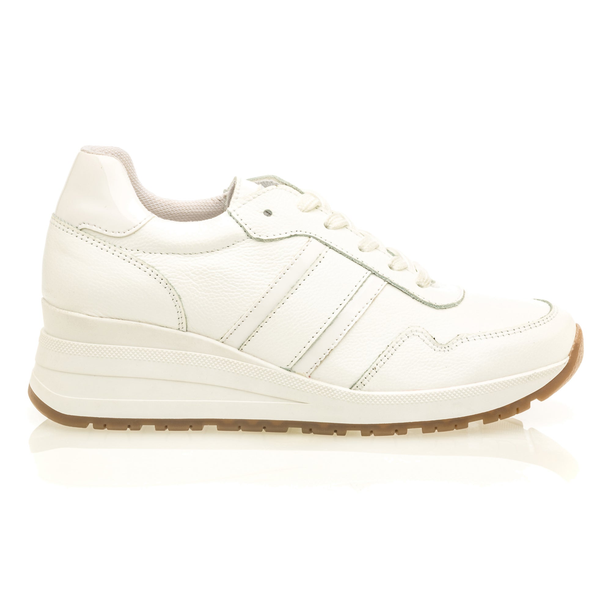Baskets basses à talon compensé Femme en cuir blanc