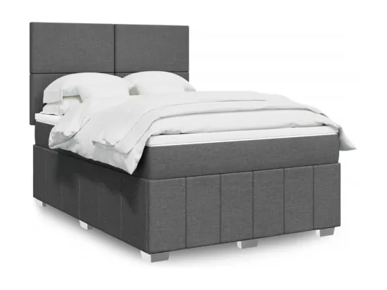 Sommier à lattes de lit avec matelas Gris foncé 140x190cm Tissu