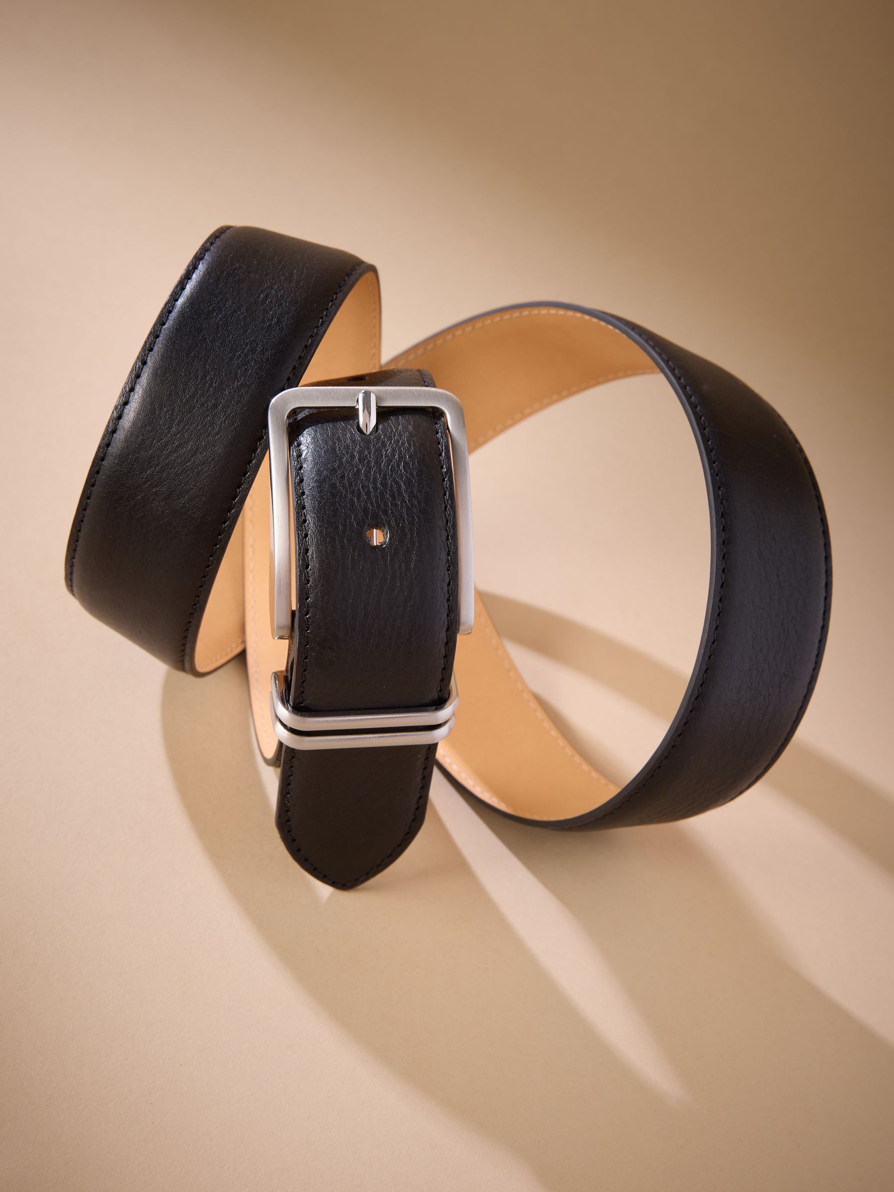 Zwart - Signature Leather Belt With Metal Keeperloop