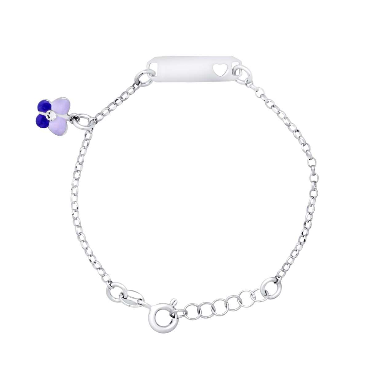Bracelet GOURMETTE AJOURÉ COEUR & BRELOQUE PAPILLON - Argent 925