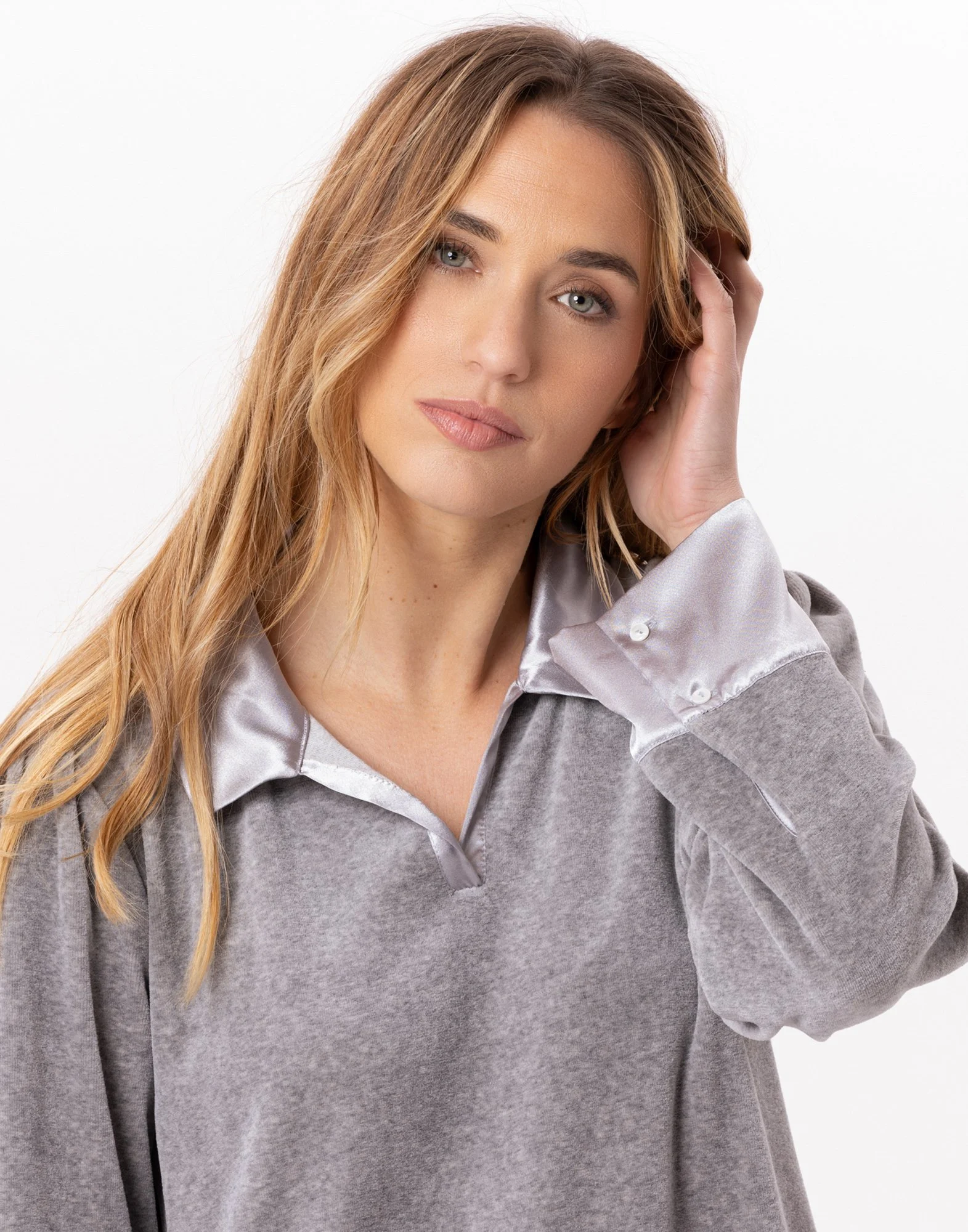 VELVET 840 - Robe en velours | Gris
