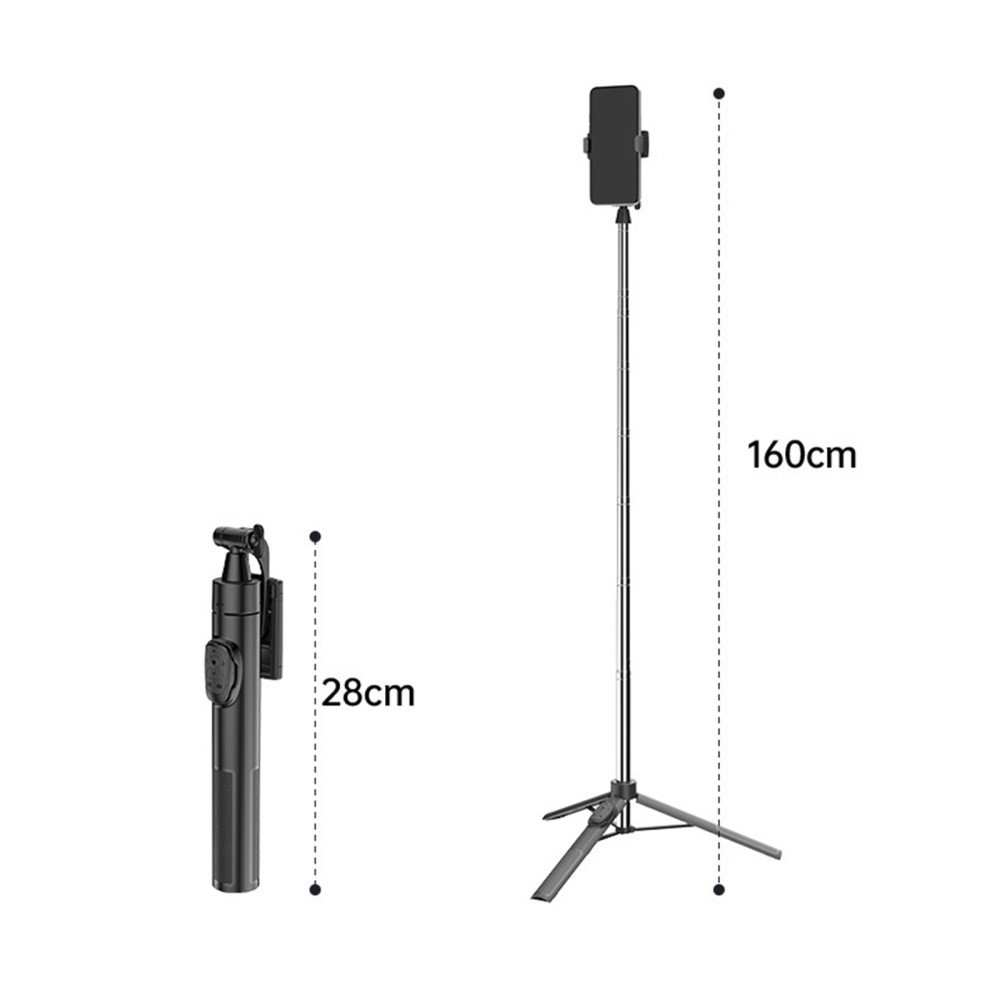 (160cm) XXL Alu Selfie Stick Tripod Dreibein Stativ Halterung   Bluetooth Fernauslöser für Smartphone - Schwarz