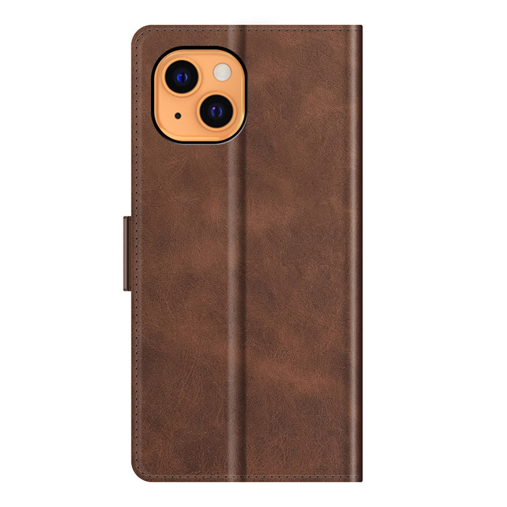 iPhone 13 Vintage Leder Tasche Flip Cover Fashion Design - Braun
