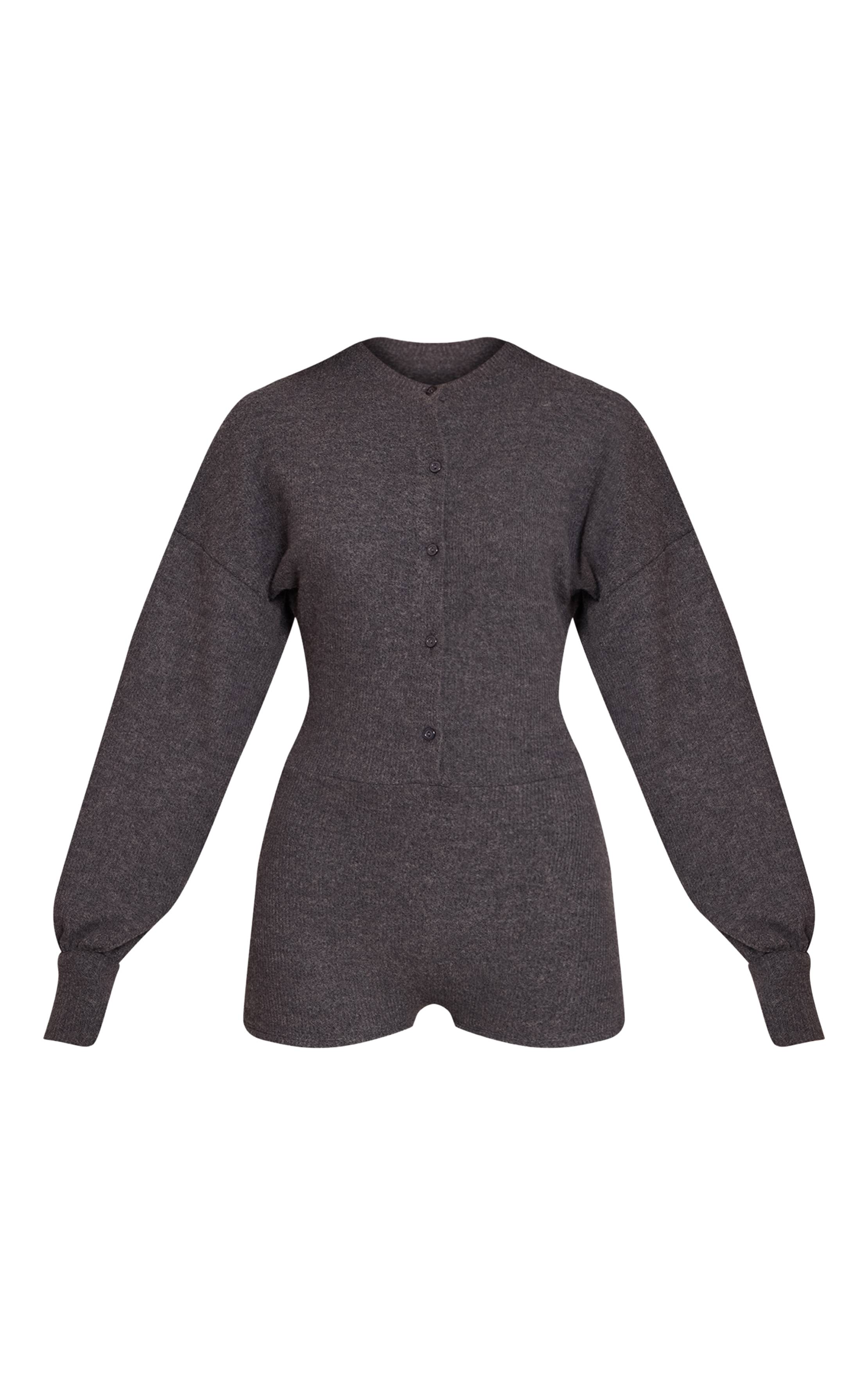 Gris Combinaison Côtelée Boutonnée