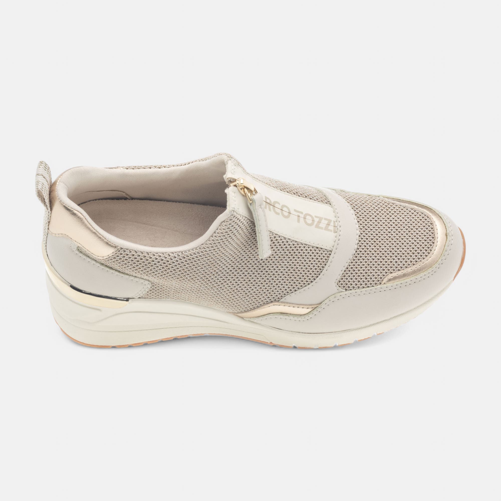 Baskets basses à talon compensé Femme beige