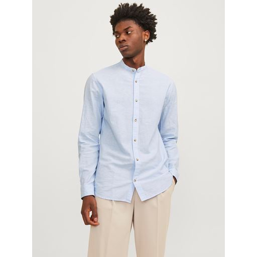 Jack&Jones Summer Band Linen Blend Skjorte, Cashmere Blue/White, M