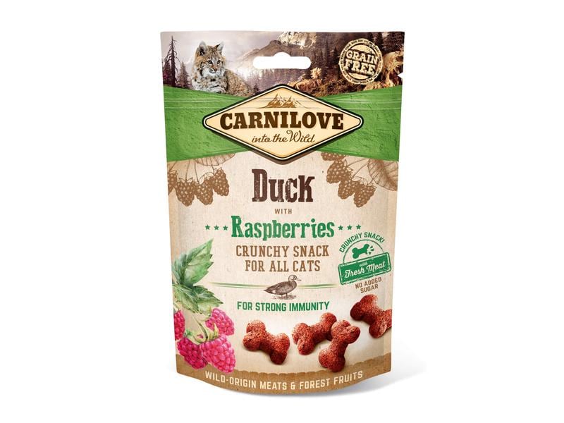Carnilove Katzen-Snack Crunchy Ente & Himbeere, 50 g Knuspriger Snack für alle Katzen