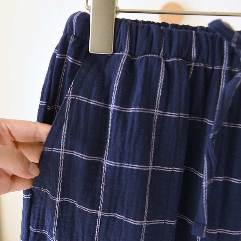 molpes - Geruite pyjamabroek met trekkoord in de taille en rechte pijpen