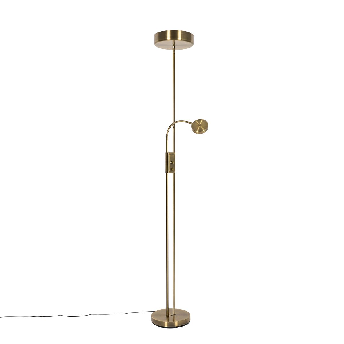 Vloerlamp brons incl. LED en dimmer met leeslamp - Kelso