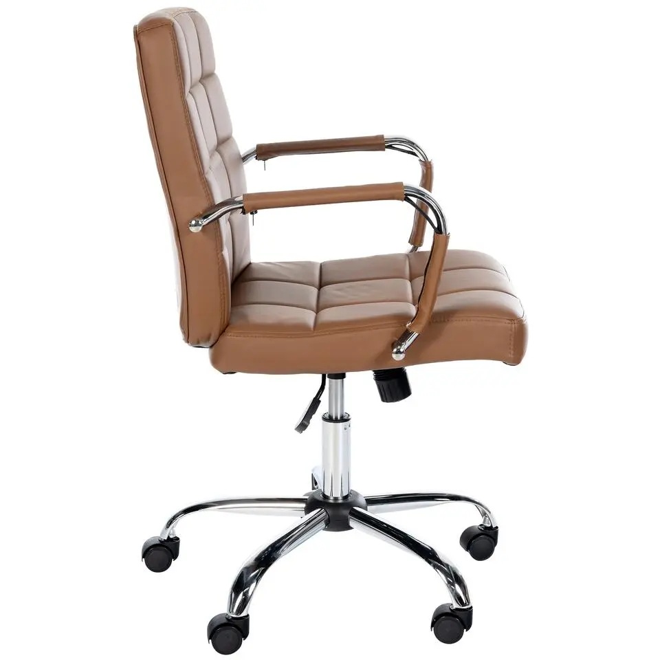 CLP Bureaustoel Ashland chroom Frame - Kunstleer - licht bruin
