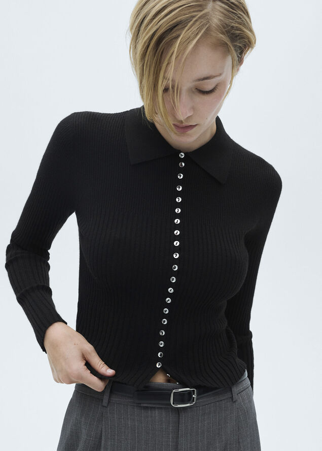 MANGO Decorative button sweater Black