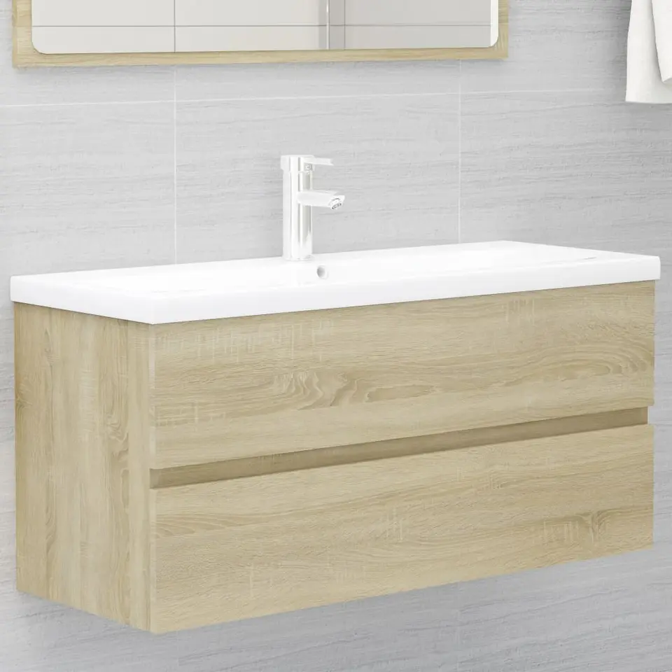 vidaXL - Wastafelkast - Bruin - Bewerkt hout - 100 x 38.5 x 45 cm