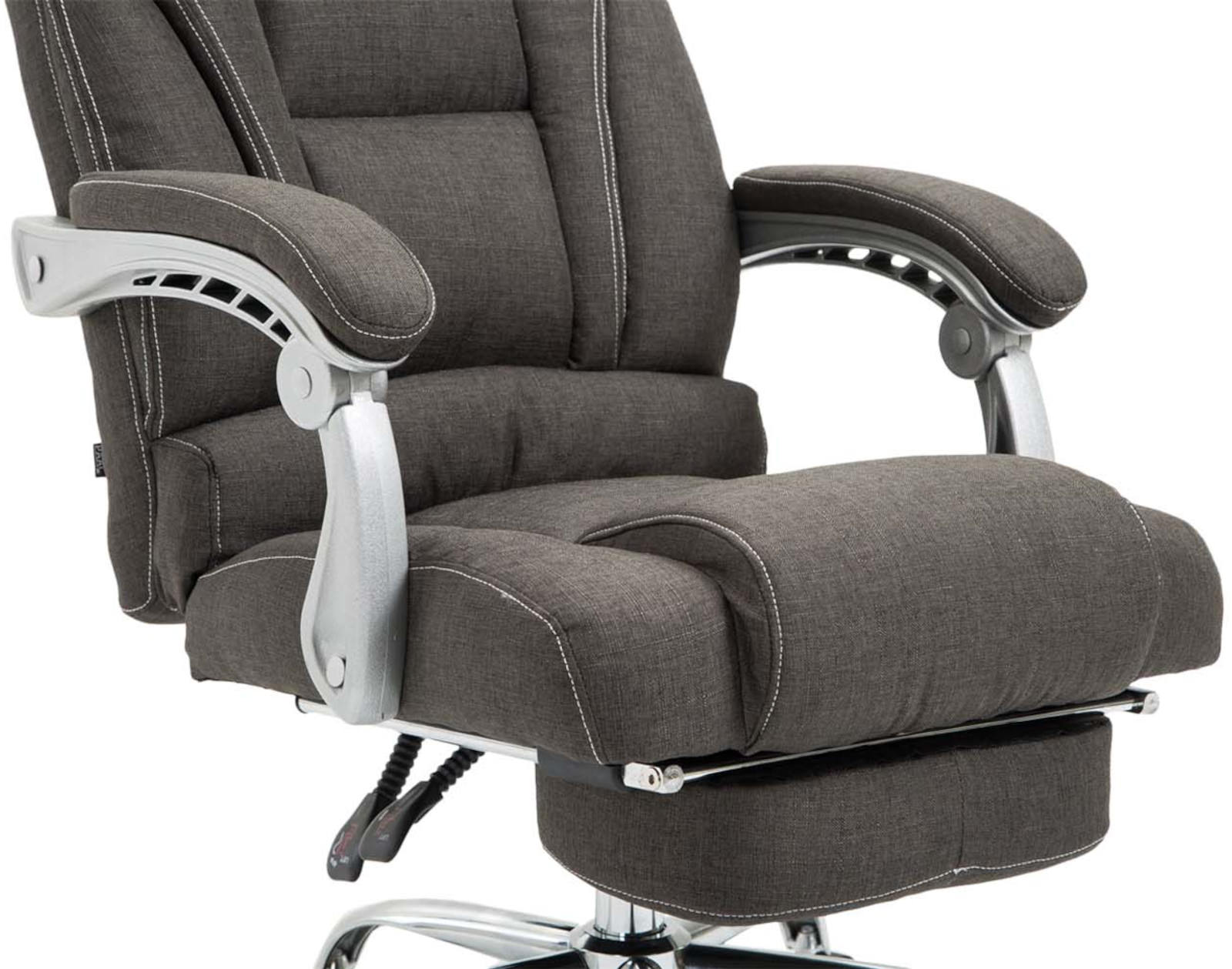 CLP Bürostuhl Pacific mit Stoffbezug | Schreibtischstuhl mit Laufrollen | Relaxsessel mit ausziehbarer Fußstütze | Max. Belastbarkeit 150 kg