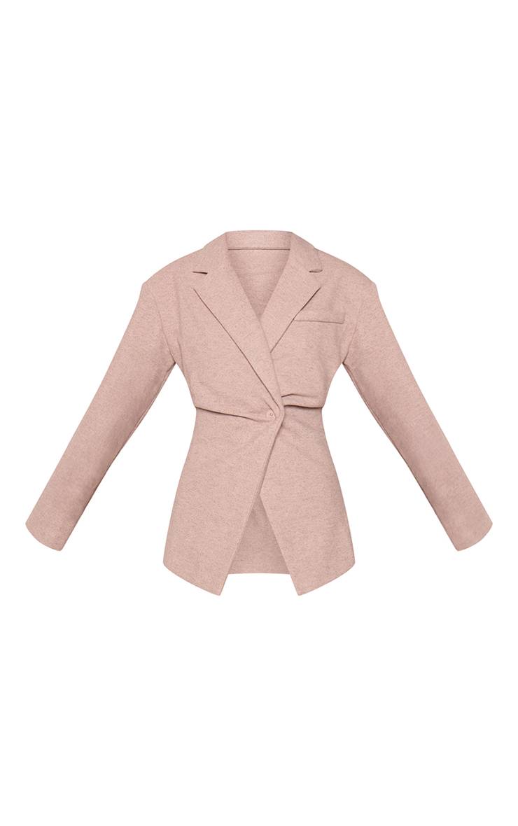 Gris Pierre Blazer Cintré Effet Laine