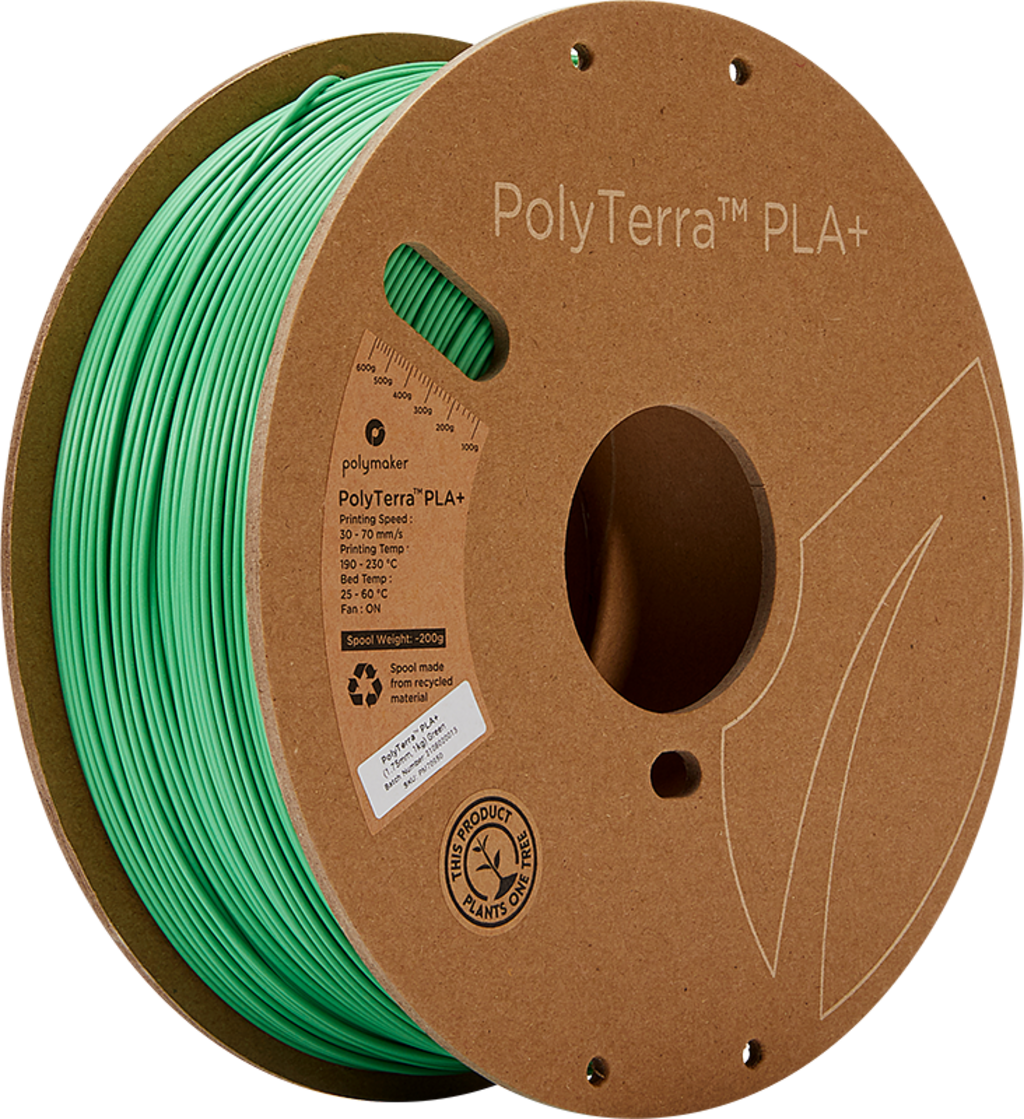 Polymaker  PolyTerra PLA+ Green, 1,75 mm (1.000 g)    Filament mit Nachhaltigkeit im Fokus
