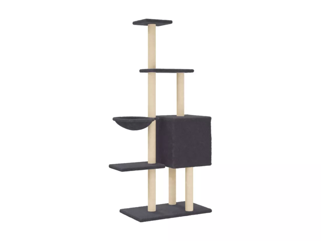 Arbre à chat avec griffoirs en sisal Gris foncé 145 cm