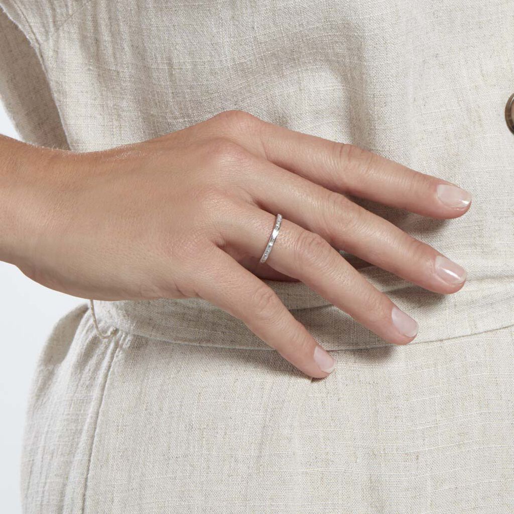 Bague Val Argent Blanc Oxyde De Zirconium