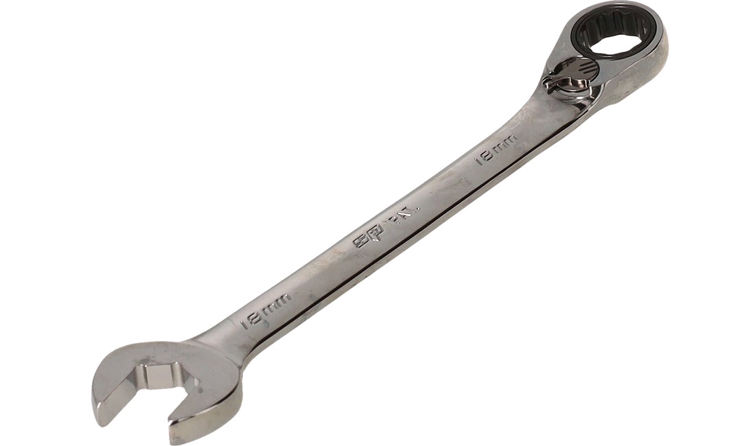 Ringgaffelnøgle 18mm m/skralde vendbar