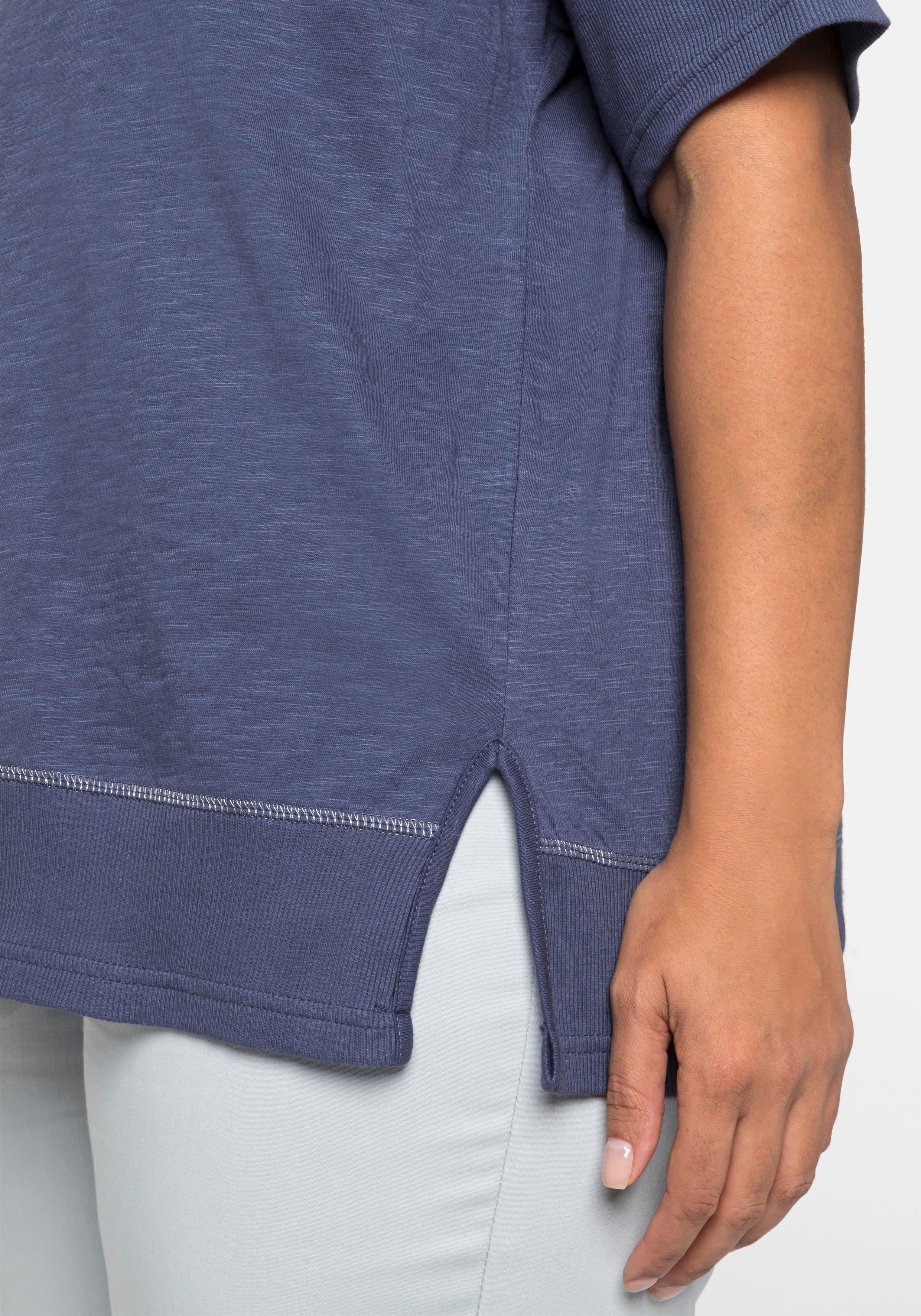 Shirt mit gerippten Details, aus Flammgarn