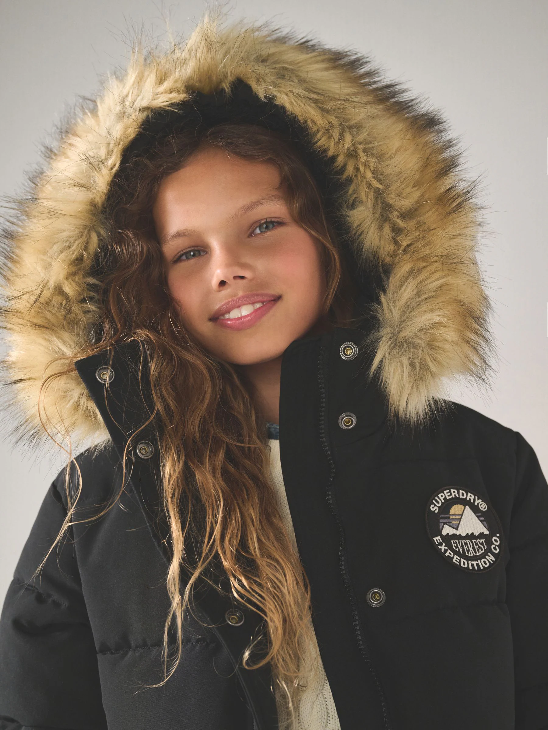 Zwart - Superdry - Everest lange gewatteerde jas