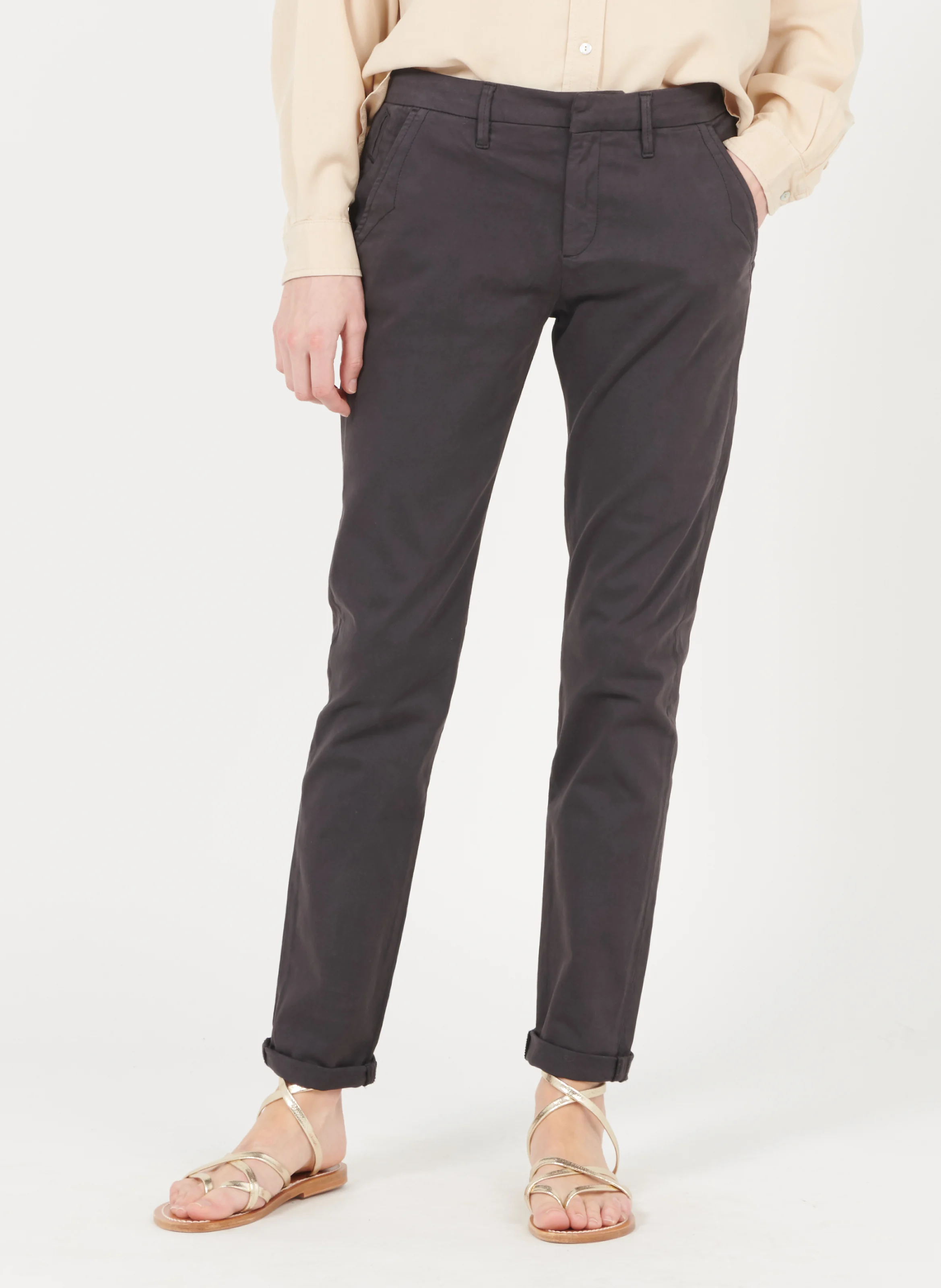 SANDY BASIC 2 - Chino slim en coton mélangé | Noir