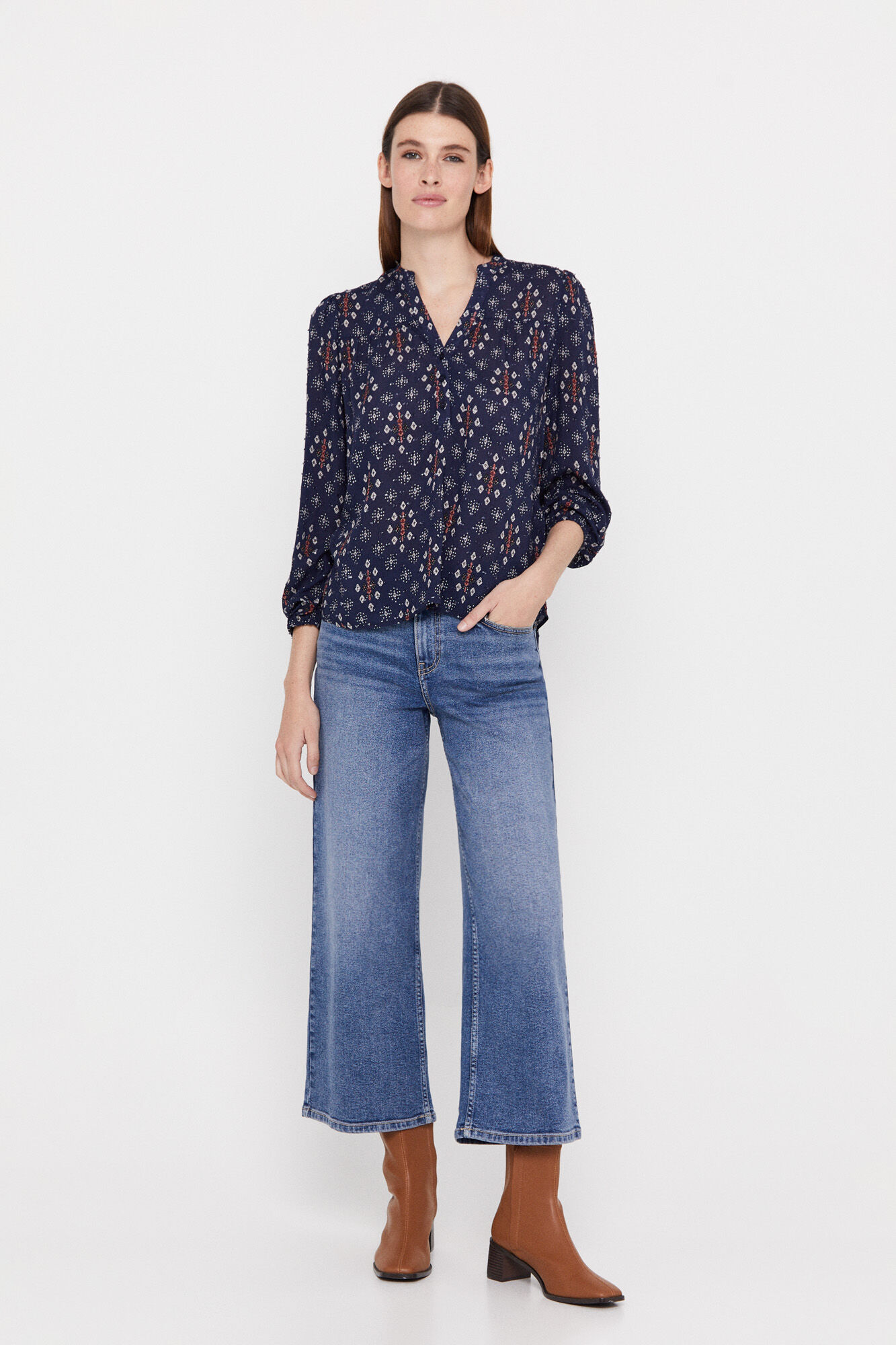 Blusa Plumetti estampada - Estampa azul