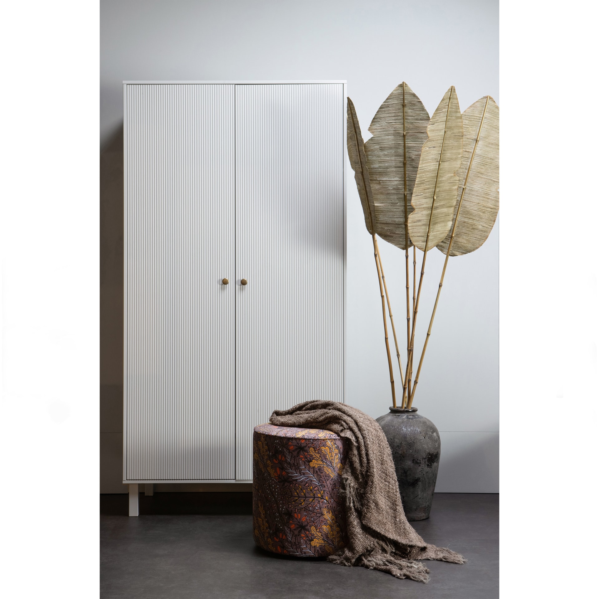 Garderobenschrank MADU 100 x 195 cm cloud grey/goldfarbig